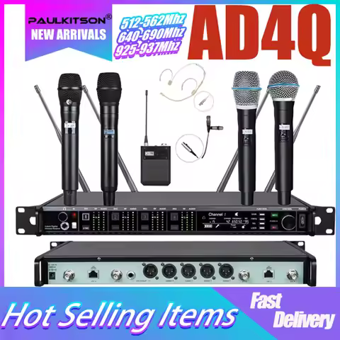 Paulkitson AD4Q 4 Channel Wireless Microphone Professional Stage Microfone Condsensor KSM11 KSM9 BET