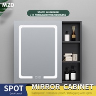 MZD Modern Space Aluminum Bathroom Intelligent Mirror Cabinet, Wall Mounted Storage, Storage Mirror Cabinet, Bathroom with Light and Defogging Mirror Cabinet