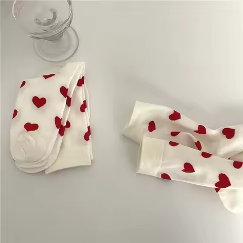 Funny Loving Red Heart Pattern Cotton Men Crew Sock Street Tide Crew Socks Gift Men Husband Cute Str