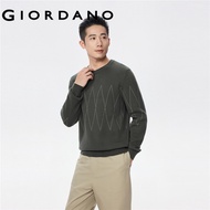 GIORDANO MEN 100% Cotton contrast argyle line sweater 01055715