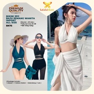Katata Bikini 3pc Premium Swimsuit Set Women's Swimwear Imported ALL SIZES - BK75