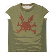 เสื้อยืดพิมพ์ลายกระดูกสัตว์เลี้ยง CFIERCE สำหรับผู้หญิงในฤดูร้อน คอกลม แขนสั้น ผ้าฝ้ายผสมโพลีเอสเตอร