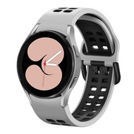 全城熱賣 - 適用於三星 Galaxy Watch 5 Pro 45mm 雙排孔雙色硅膠錶帶（白黑）
