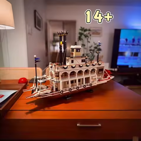 in stock Home decoration compatible with 21356 steamboat model ornaments children's adult boys gifts