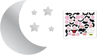 OSALADI 1 Set Moon Mirror Sticker Bathroom Moon Mirror Moon Mirror Decoration Moon Wall Decal Wall Stickers for Kids Nursery Mirror Sticker Wall Decals Acrylic Child Large