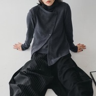 兩件式時髦之丘 高領短袖+斜釦外套 - 2色 - 灰+外