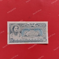 Uang Kuno Indonesia 5 Rupiah Seri Budaya tahun 1952 2 huruf