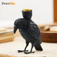 PETSOLA Spooky Crow Candle Holder Resin Sculpture Art Deco Table Centerpiece for Halloween Festival 