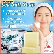 ⚡SG Stock⚡ Sea salt soap Shrink pores Whitening blackhead removal Acne treatment cleaner Goat milk face wash soap 海盐皂