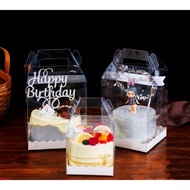 XMSW  4/5/6/7 inch PET Transparent Handle Cake Box with White Cake Board - 10pc/pkt