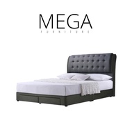 Colys Grey Fabric Bed Frame with Drawer - Single, Super Single, Queen, King