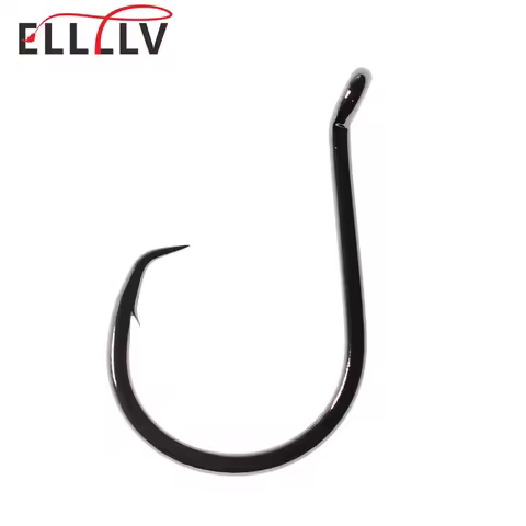 Ellllv 10PCS 1# - 9/0 Black Nickel Heavy Circle Hook High Carbon Steel Saltwater Fishing Hook for Ca