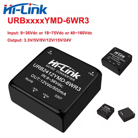 Low Cost 6W 9~36Vdc 18~75Vdc 40~160Vdc URB24xxYMD-6WR3 URB48xxYMD-6WR3 URB1DxxYMD-6WR3 DC-DC Power S