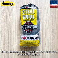 Homax® Rhodes American Steel Wool 12 pads ใยขนเหล็กอเนกประสงค์ ใช้ขัดไม้ ขัดสนิม ขัดสแตนเลส ฝอยขัด