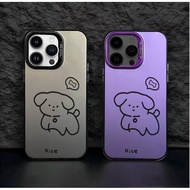 HP Cute line dog Csing Silverhp Color Mtte Premium Silver nti Jtuh Hrd Case For Vivo Y17S V40 Lite Y
