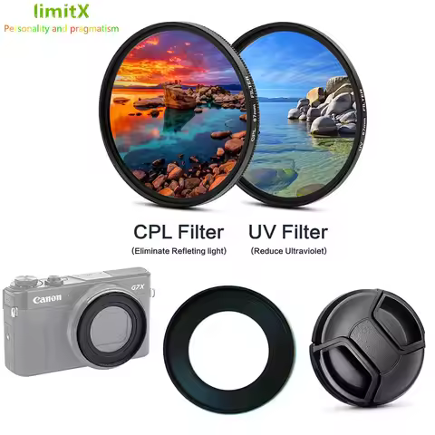 CPL UV Filter & Adapter Ring Lens Cap For Canon Powershot G5X G7X Mark III II 3 2 G7XII G7XIII Camer