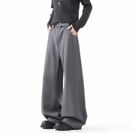 ECHO【S-3XL】Suit Pants for Men Retro Baggy Pants Men Wide Leg Pants Office Pants Old Money Pants Plai