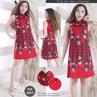 122ay L+XL RED Cheongsam Batik Dress