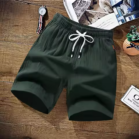 Summer Shorts Men Solid Casual Shorts Men 100% Cotton Cargo Shorts Brand Beach Shorts Cotton Linen B