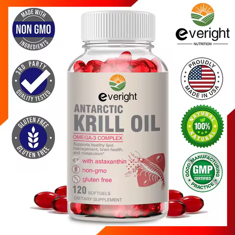 Krill Oil - Phospholipid Omega-3 Complex with Astaxanthin - Support Lipid Management, Metabolism, Br
