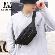 LouisWill Men Bag Nylon Chest Bag Functional Waist Bag Crossbody Bag Zipper Bag Sports Bag Waterproo