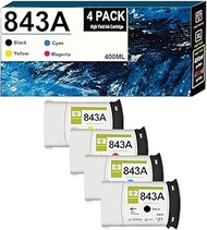 ASANSH 4 Pack 843A Ink Cartridge Use for Pagewide XL 4000 4100 4500 4600 5000 5100 Printers (C1Q57A 