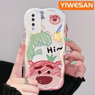 YIWESAN เคสปลอกสำหรับ Samsung ลายการ์ตูนไดโนเสาร์ M40s A52 A30s A50s A50ลายหมีสตอเบอรี่ A52s ลายหมีส