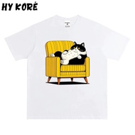 HY KORÉ Cat Sofa T-shirt 3082 Loose Form Localbrand Oversize Unisex 100% Poly Fabric for Men and Wom