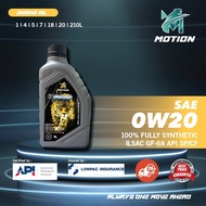 MOTION 0w20 1L API SP Fully Synthetic Engine Oil Car Lubricant Minyak Hitam Enjin Kereta Proton Toyo