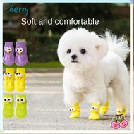 CHERRY 4pcs Dog Socks, Puppy Shoes  Protector Cover Cats Anti-Slip Shoes,  Cute Big Eyes Pet Socks K