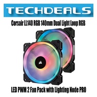 Corsair LL140 RGB 140mm Dual Light Loop RGB LED PWM Fan — 2 Fan Pack with Lighting Node PRO