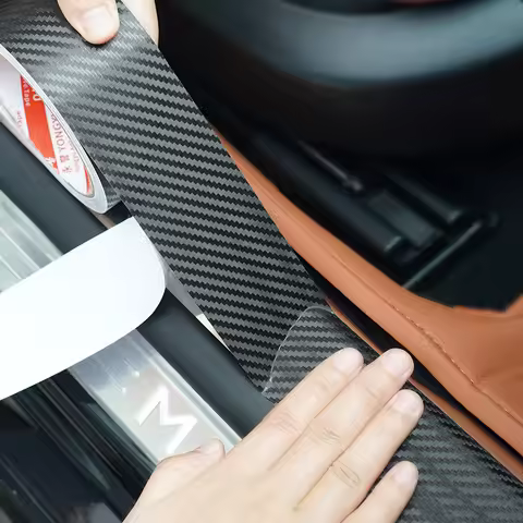 1 Roll 9m 3D Nano Carbon Fiber Car Door Edge Protector, PVC Waterproof Scratch-Resistant Tape, Unive