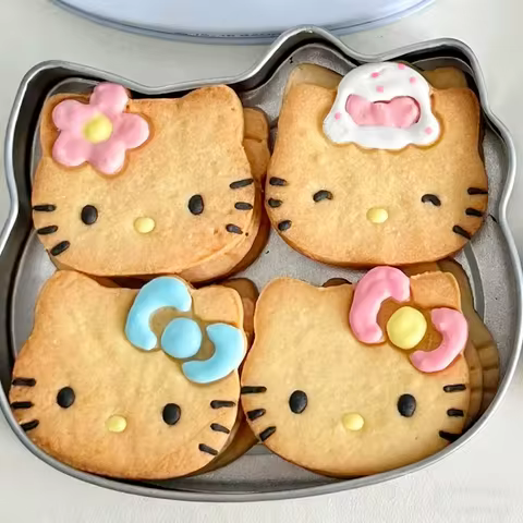 Japanese Pink Bow Hello Kitty Baking Mold Set Kawaii Cartoon Cute Sunglasses Flowers Hello Kitty Bak