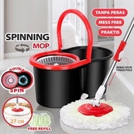 Mop Alat Pel Putar Otomatis Peras Tanpa Pakai Tangan Lantai Super Bersih + Ember Super Mop