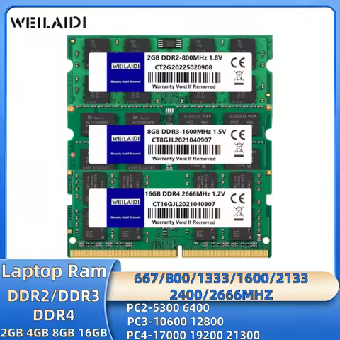 DDR2 DDR3 DDR4 2GB 4GB 8GB Laptop Memory Ram PC2 667 800Mhz PC3 1333 1600Mhz PC4 17000 19200 21300 N