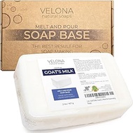 100% Organic Goat's Milk &amp; Glycerin Soap Base by Velona | Melt &amp; Pour All Natural Bar for The Best Result | Size: 2 lb