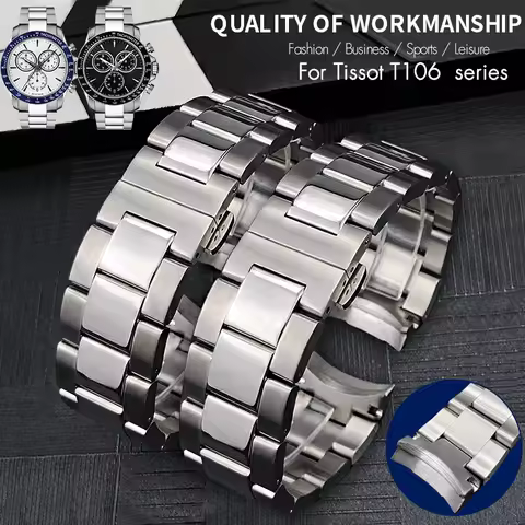 for Tissot 1853 V8 Series Curved End Watchband 22mm for T106.417 T106417 Band High Quality Stainless