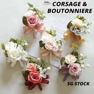 {SG} Corsage and Boutonniere Corsage Wrist Flower Hand Flower Boutonniere Bridesmaid Lady for Prom A