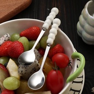 Creative Stainless Steel Spoon Ceramic Pearl Small Spoon Coffee Spoon Ice Cream Scoop ins Cake Desse