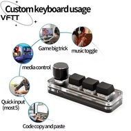 VFTT|Mechanical Keyboard, Mini| Gaming Keyboard,  3 Keys  Backlit Custom Programming Keypad Photosho