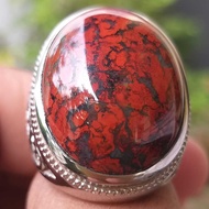 MERAH Original Red Iron Badar Agate with a Motif Similar to Turquoise Veins, Stick-On Magnet with Sp