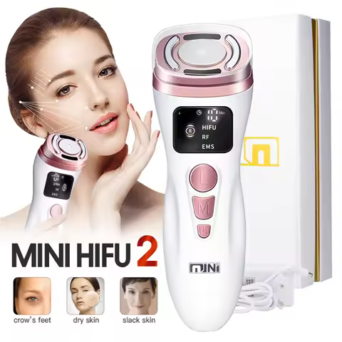 Mini HIFU Ultrasonic Machine EMS Microcurrent Facial Beauty Device Tightening Skincare Anti Wrinkle 