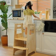 Learning tower เก้าอี้บันไดเด็ก เก้าอี้บันไดล้างมือ Step Stool ไม้ยางพารา ปรับได้ 3 ระดับ Baanmainic