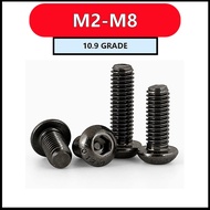 Button Head Hex Socket Screw M2-M8 3-60mm Grade 10.9 Alloy Steel Black Oxide Easy Install Strong Dur