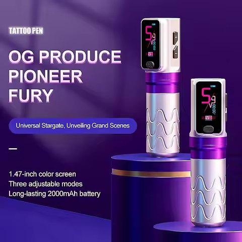 OG PRODUCE PIONEER-FURY 1.47-inch Color Screen Wireless Tattoo Pen