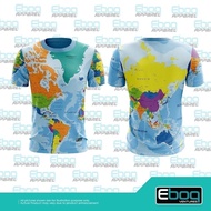 [ready tshirt stock] world map sublimation / baju global map microfiber eboq / jersey sublimation / 