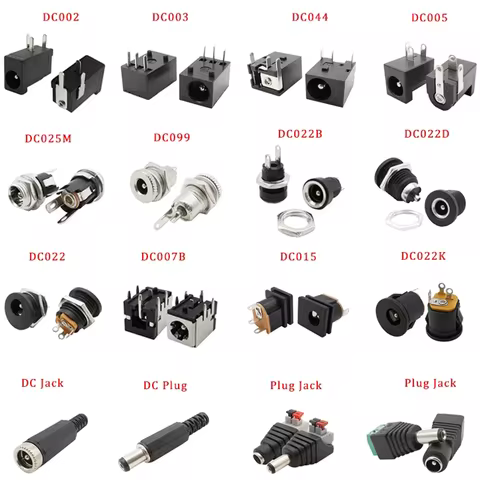 10Pcs DC Power Jack Socket Connector 5.5*2.1mm 3.5x1.3mm Male Female DC005 DC022 DC099 DC plug socke