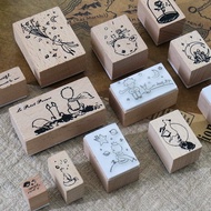 [WOODEN STAMP SET] Giftandtape Set of 12 Vintage Rubber Stamp Seal Chop Pattern for Journaling Stamp