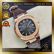 🔥SWISS TOP QUALITY🔥 NAUT1LUS 5711R 18K ROSE GOLD ON LEATHER STRAP - MEN WATCH SWISS AUTOMATIC LUXURY