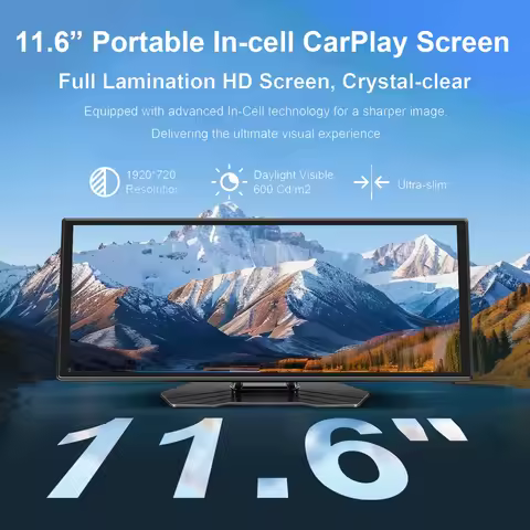 11.6 Inch Portable Car Smart Display with Wireless CarPlay & Android Auto Preloaded Apps for All Car
